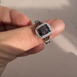 Levian Rose Sterling with Brown and White Gemstone Ring